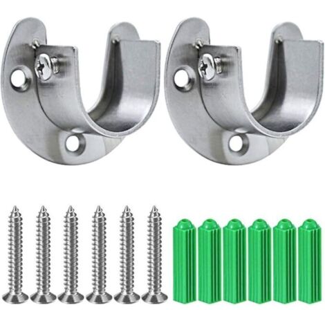 Douilles de Poteau de penderie en Acier Inoxydable, 2pcs Extrémité de Tige de penderie Robuste soutient Le Support de Tige de (1/4)