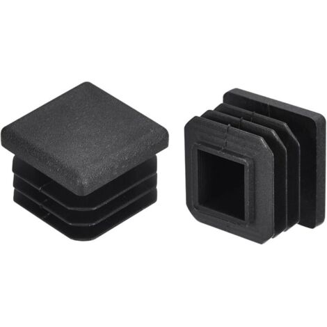 Lot de 20 bouchons carrés en plastique pour tube de 20 mm x 20 mm (0,79 pouce) pour rampe d'escalier, garde-corps, tube noir (1/4)