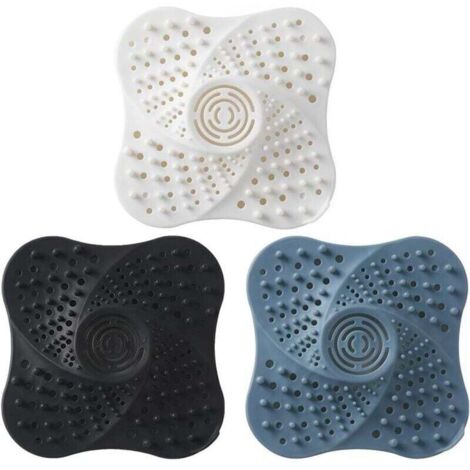 3 Pcs Protection de Drain de Silicone, Silicone Attrape Cheveux Douche, Filtre Evier de Cuisine avec Ventouse (1/4)