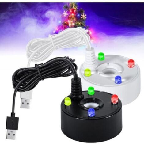 Lot De 2 Brumisateur à Ultrasons, Mini Machine à Fumée, Nébuliseur à Ultrasons avec 4 LED Lumières Colorées, 5V Fontaine D'eau Étang Brouillard Machine, Convient pour Bassin, Rocaille, Piscine, USB (1/5)