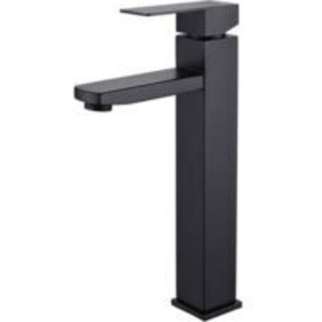 Green Mobility-Robinet de salle de bain noir, mitigeur de lavabo carré, robinet d'eau chaude et froide, mitigeur de salle de bain en acier inoxydable (avec flexible d'alimentation de 80 cm) (1/4)