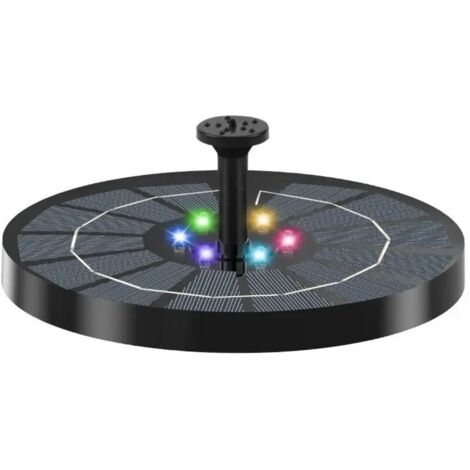 LED Fontaine Solaire Extérieur avec Lumières Colorées LED et Batterie et 8 Buses Pompe Solaire Fontaine, pour Bassin Bain d'oiseaux Jardin