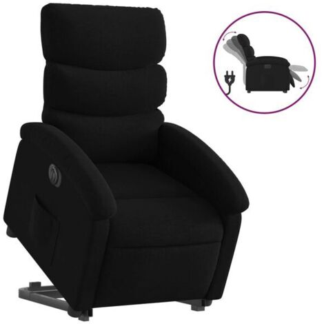 Chaise électrique inclinable en tissu noir – Fauteuil relax réclinable avec contrôle manuel, support lombaire ajustable et repose-pieds escamotable – Pour personnes âgées ou besoin d’assistance (1/5)
