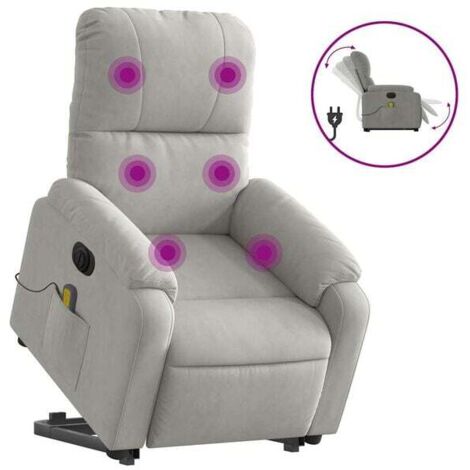 Chaise longue électrique de massage ergonomique – Réglable en hauteur, fonction chauffage dorsale et vibration, gris clair