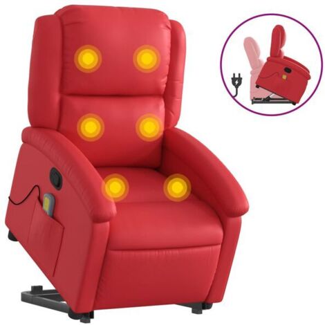 Chaise de massage relaxante avec dossier inclinable, cuir synthétique rouge, fonction vibration et chauffage, design ergonomique pour salon ou bureau (1/5)