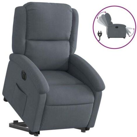 Fauteuil électrique en velours gris foncé – Siège ergonomique avec réglage hauteur, inclinaison et repose-pieds – Idéal pour bureau, salon ou chambre (1/5)