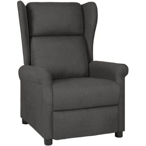Chaise longue en tissu gris foncé – Canapé-lit relax moderne avec dossier réglable, idéal pour salon, chambre ou espace détente