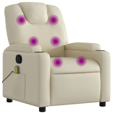 Chaise de massage ergonomique en similicuir beige – Siège relaxant avec fonction chauffage, rollers shiatsu et 3 modes de vibration (1/5)