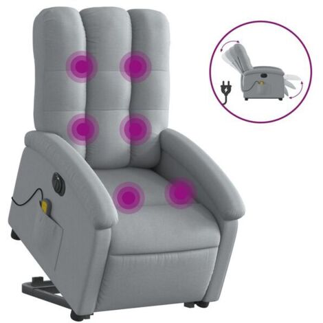 Fauteuil inclinable de massage électrique en tissu gris clair