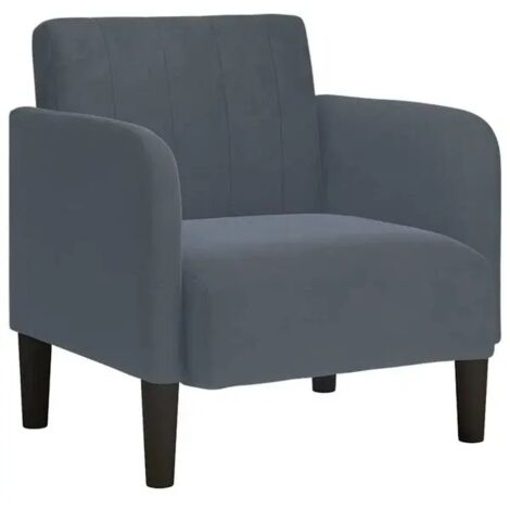 Fauteuil en velours avec accoudoirs gris foncé – Hauteur 54 cm – Confort ergonomique, design moderne pour salon ou bureau (1/5)