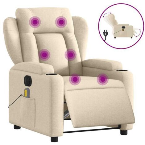 Fauteuil inclinable de massage électrique en tissu beige