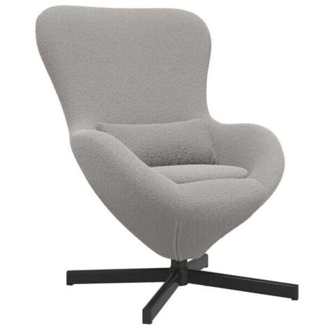Fauteuil design ovale gris clair – Siège ergonomique moderne pour salon ou bureau, 63 x 73 x 90 cm, tissu doux et résistant (1/5)