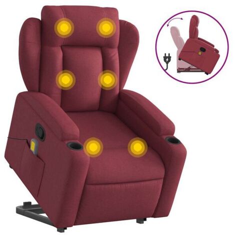 Fauteuil de massage inclinable en tissu rouge bordeaux