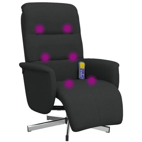 Chaise de massage ergonomique en tissu noir avec repose-pieds réglable – Fonction chauffage, vibration et relaxation profonde (1/5)