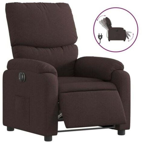 Chaise inclinable électrique en tissu, réglage de la hauteur et de l’inclinaison, confort ergonomique, pour salon ou bureau – Brun foncé (1/5)