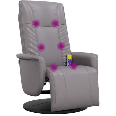 Fauteuil de massage inclinable en similicuir gris avec repose-pieds