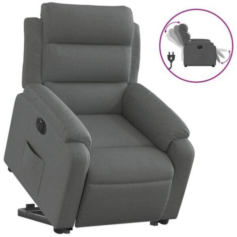 Chaise longue électrique réglable en tissu gris foncé – Lit de relaxation avec dossier inclinable, repose-pieds extensible et contrôle tactile, idéale pour salon ou chambre (1/5)