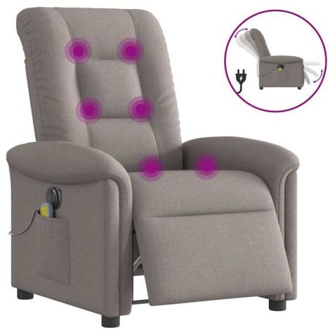 Fauteuil de massage électrique en tissu, couleur taupe chocolat, avec fonction chauffage, rouleaux à 3D, intensité réglable et contrôle vocal – pour relaxation profonde à domicile (1/5)