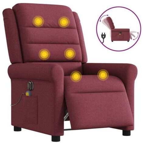 Chaise de massage électrique ergonomique avec fonction chauffage, roulement 3D, tissu en similicuir rouge bordeaux – pour relaxation profonde à domicile (1/5)
