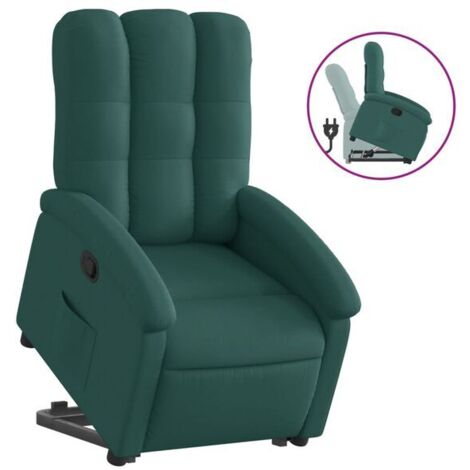 Chaise longue en tissu, dossier inclinable et repose-pieds réglable, couleur vert foncé, design ergonomique pour salon ou chambre – Confort maximal (1/5)