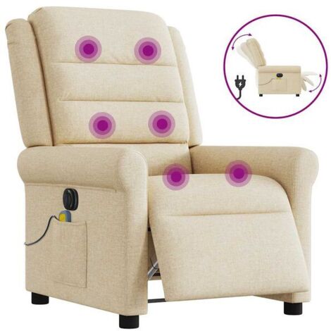Chaise longue électrique avec massage intégré – Réglable en hauteur et inclinaison, tissu doux beige, confort ergonomique pour salon ou chambre (1/5)