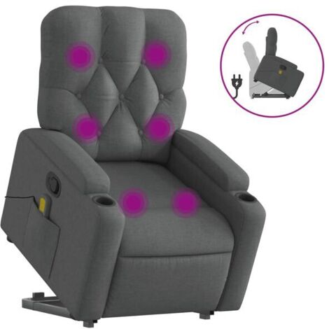 fauteuil de massage inclinable en tissu gris foncé