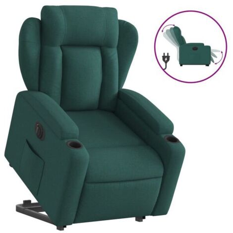 Fauteuil électrique inclinable en tissu – Siège ergonomique réglable avec dossier et assise inclinables, appui-tête et repose-pieds intégrés – Pour salon, bureau ou chambre (1/5)