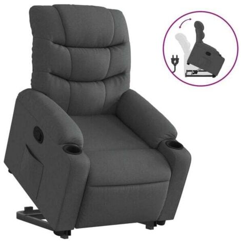 Chaise longue en tissu, dossier inclinable et repose-pieds réglable, design ergonomique moderne, gris foncé – pour salon, chambre ou espace détente (1/5)