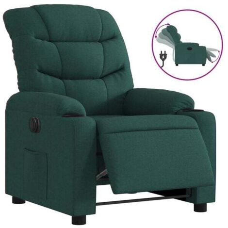 Chaise électrique ergonomique en tissu, dossier réglable, assise rembourrée, couleur vert foncé – pour bureau, domicile ou soins à domicile (1/5)