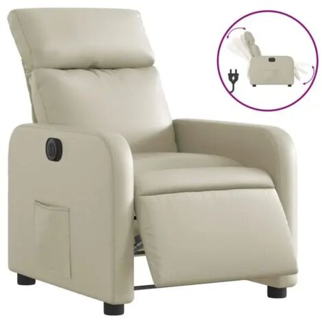 Fauteuil inclinable électrique en similicuir beige