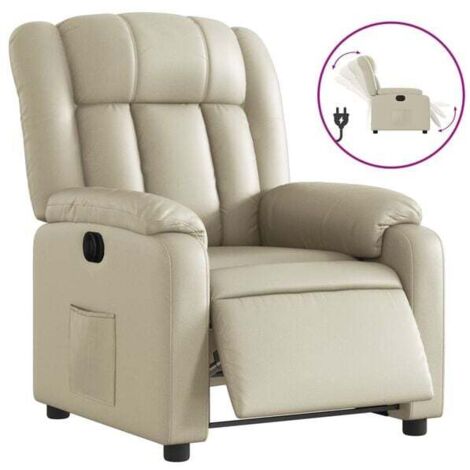 Fauteuil inclinable électrique en similicuir beige – Réglage assis/debout, dossier et repose-pieds réglables, confort ergonomique pour salon ou bureau (1/5)