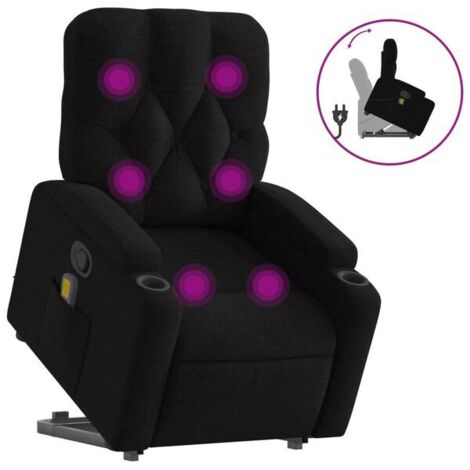 Chaise de massage ergonomique en tissu noir – Siège relaxant avec fonction chauffage, vibration et réglage inclinable pour soulager les tensions dorsales (1/5)