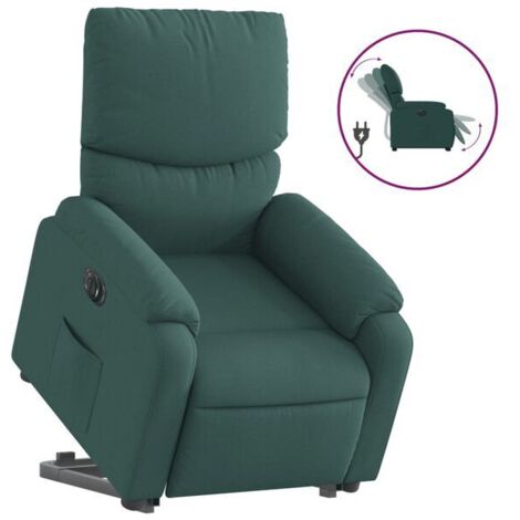 Chaise électrique inclinable en tissu, dossier réglable, siège ergonomique avec repose-pieds, pour personnes âgées ou besoin de soutien postural – Vert foncé