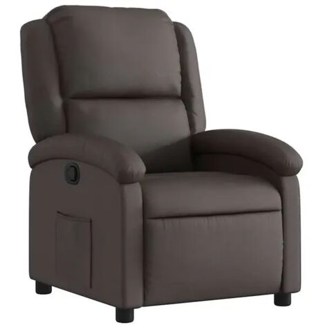 Chaise longue en cuir véritable brun foncé – Canapé relax réclinable avec dossier réglable, design élégant et confort maximal pour salon ou chambre (1/5)