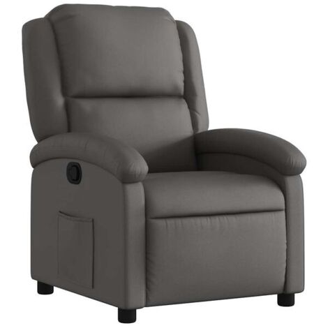 Fauteuil inclinable en cuir véritable gris