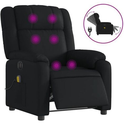 Fauteuil de massage électrique inclinable en similicuir noir