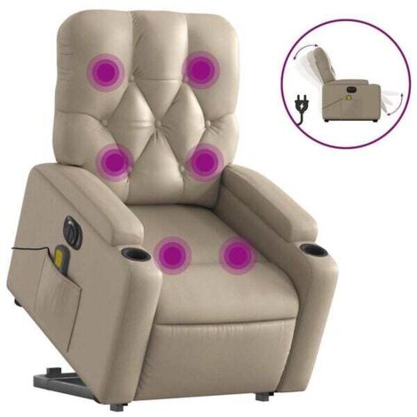 Fauteuil de massage électrique inclinable, couleur cappuccino, similicuir
