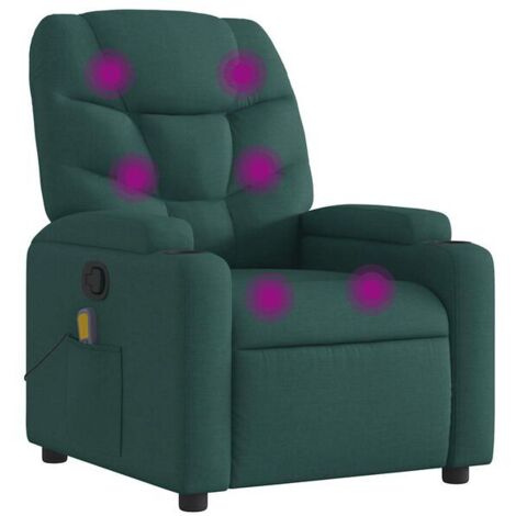 Fauteuil de massage inclinable en tissu vert foncé