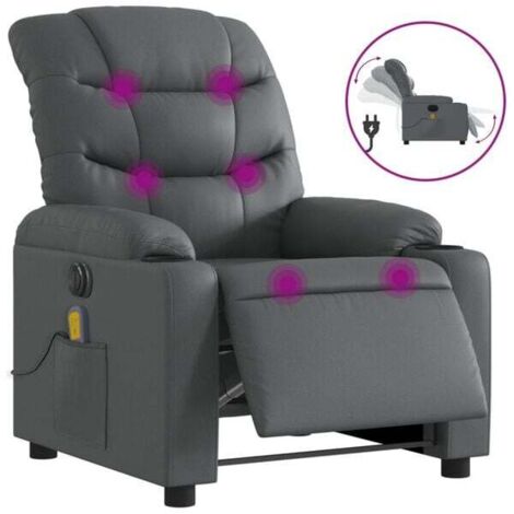 Fauteuil de massage électrique inclinable en similicuir gris