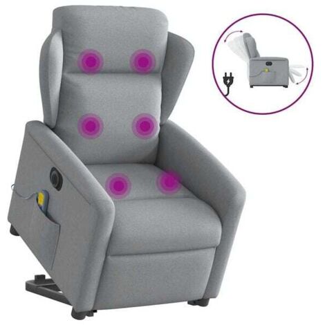 Chaise longue de massage électrique réglable en tissu gris clair – fonction chauffage, 3 modes de massage, inclinaison 0-180°, pour salon ou bureau