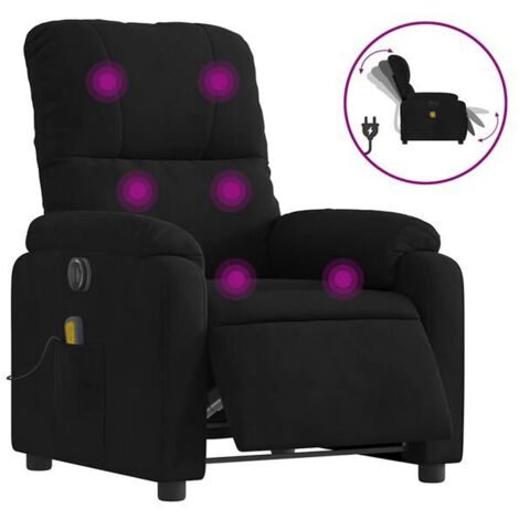 Chaise de massage électrique noire avec tissu en microfibre – Réglage lombaire et cervical, chauffage intégré, 8 programmes automatiques, fonction Bluetooth et commande sans fil (1/5)