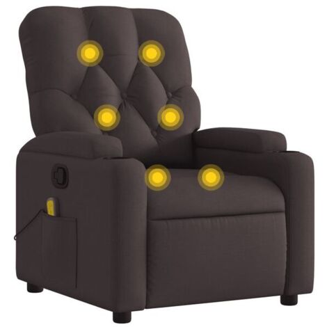 Chaise de massage ergonomique en tissu, couleur marron foncé, avec fonction chauffage, vibration et réglage de l’inclinaison – pour détente complète à domicile (1/5)