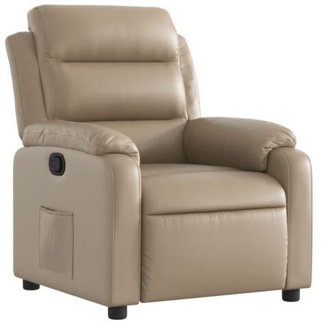 Chaise longue en cuir synthétique couleur cappuccino – Canapé relax design moderne pour salon ou chambre, dossier inclinable et repose-pieds réglable (1/5)
