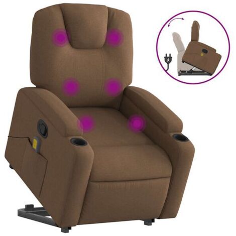 Chaise de massage ergonomique à inclinaison réglable – Fauteuil relax en tissu brun, dossier inclinable 180°, repose-pieds extensible, idéal pour détente, lecture ou sieste (1/5)