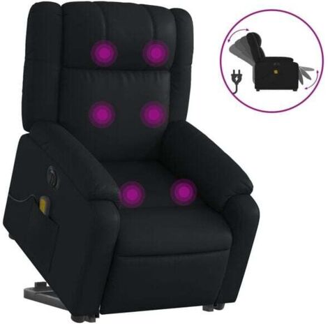 Chaise de massage électrique ergonomique en similicuir noir – Fonction chauffage, rouleaux cervicaux et lombaires, 3 modes de massage, réglage intensité – Pour détente à domicile