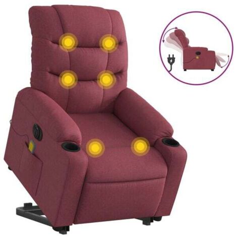 Fauteuil de massage électrique inclinable, tissu bordeaux