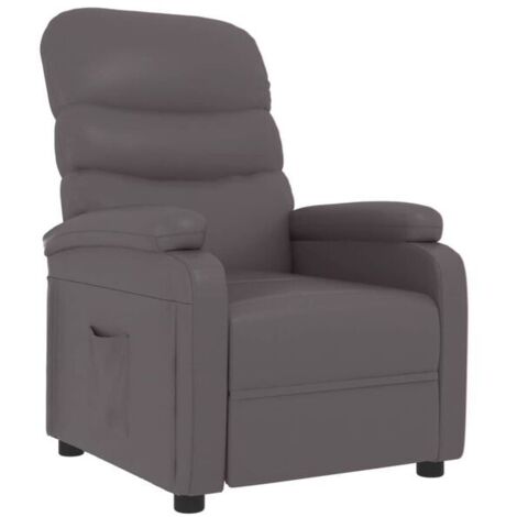 Chaise longue en cuir synthétique gris – Canapé lit inclinable avec repose-pieds, design moderne et confort ergonomique pour salon ou chambre (1/5)