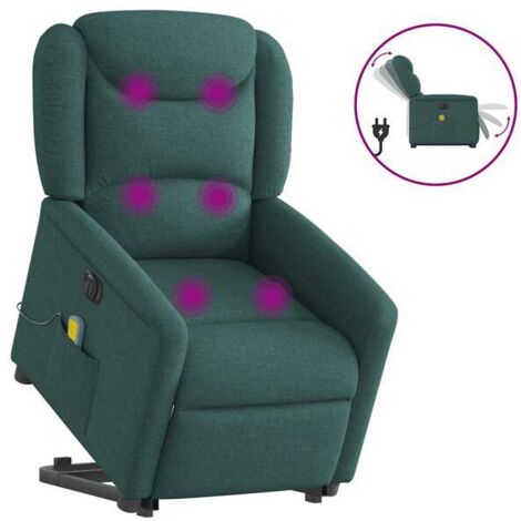Chaise longue électrique de massage avec tissu vert foncé – Réglage inclinable, fonction chauffage dorsale et vibration, design ergonomique pour détente complète (1/5)