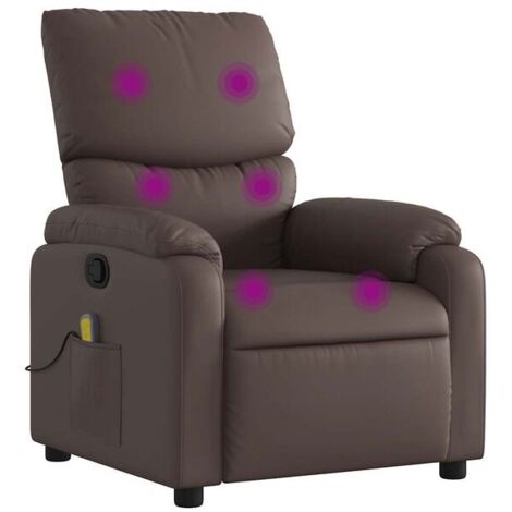 Chaise de massage ergonomique en cuir synthétique marron – avec chauffage, rouleaux à compression et commande tactile – pour détente complète du dos, des épaules et des jambes