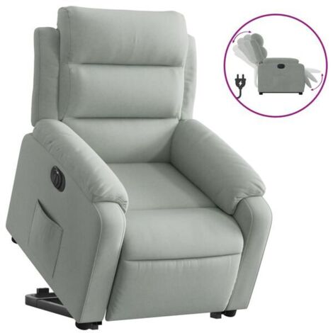 Chaise électrique inclinable en velours gris clair – Fauteuil relax réclinable avec contrôle manuel, siège ergonomique pour salon ou chambre (1/5)